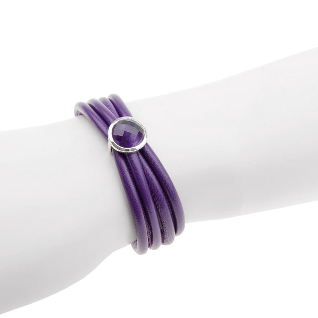 Soy Lederarmband in Violett mit Amethyst