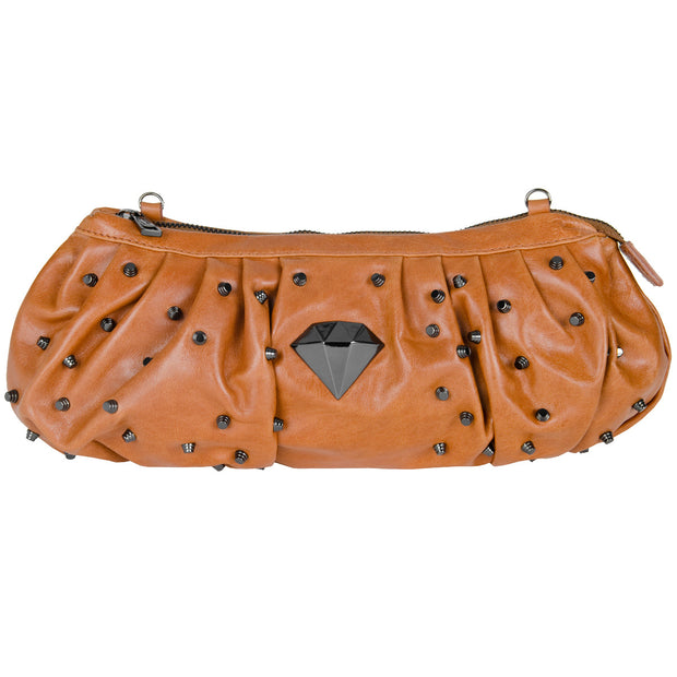 Queen & Cult Mini-Bag mit Nieten in Cognac