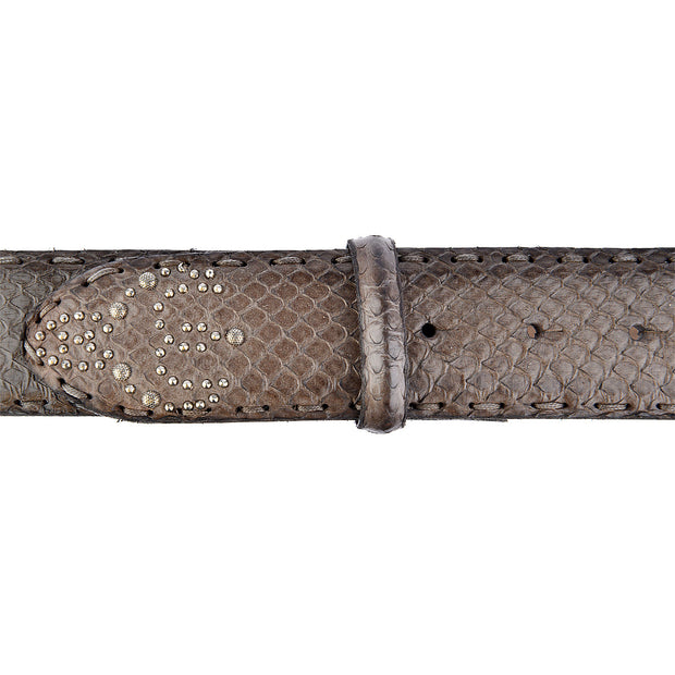 Reptiles House Pythonledergürtel Borchie mit Nieten in Braun 4cm 3