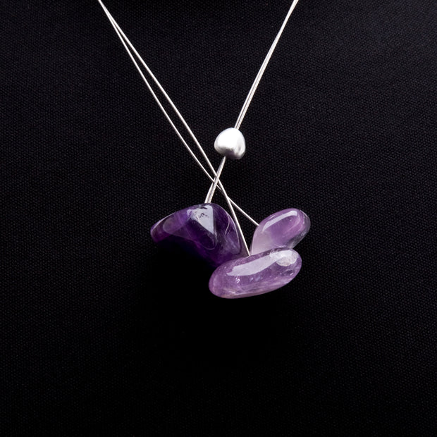 Yust-Inn Collier mit 3 Amethyststeinen