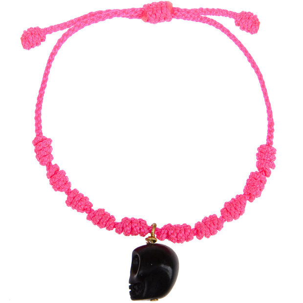 Mono and Me Armband Totenkopf in Neonpink