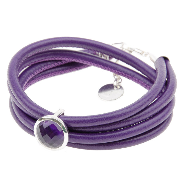 Soy Lederarmband in Violett mit Amethyst