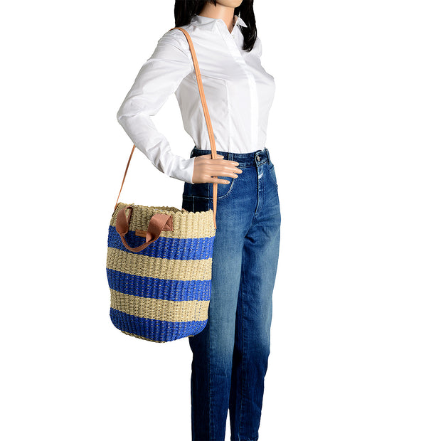 Marc O'Polo Bast Shopper in Natur/Blau 5
