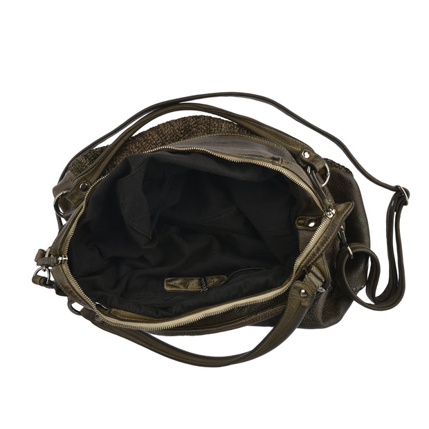 Reptile’s House Leder Handtasche WAVE in Khaki